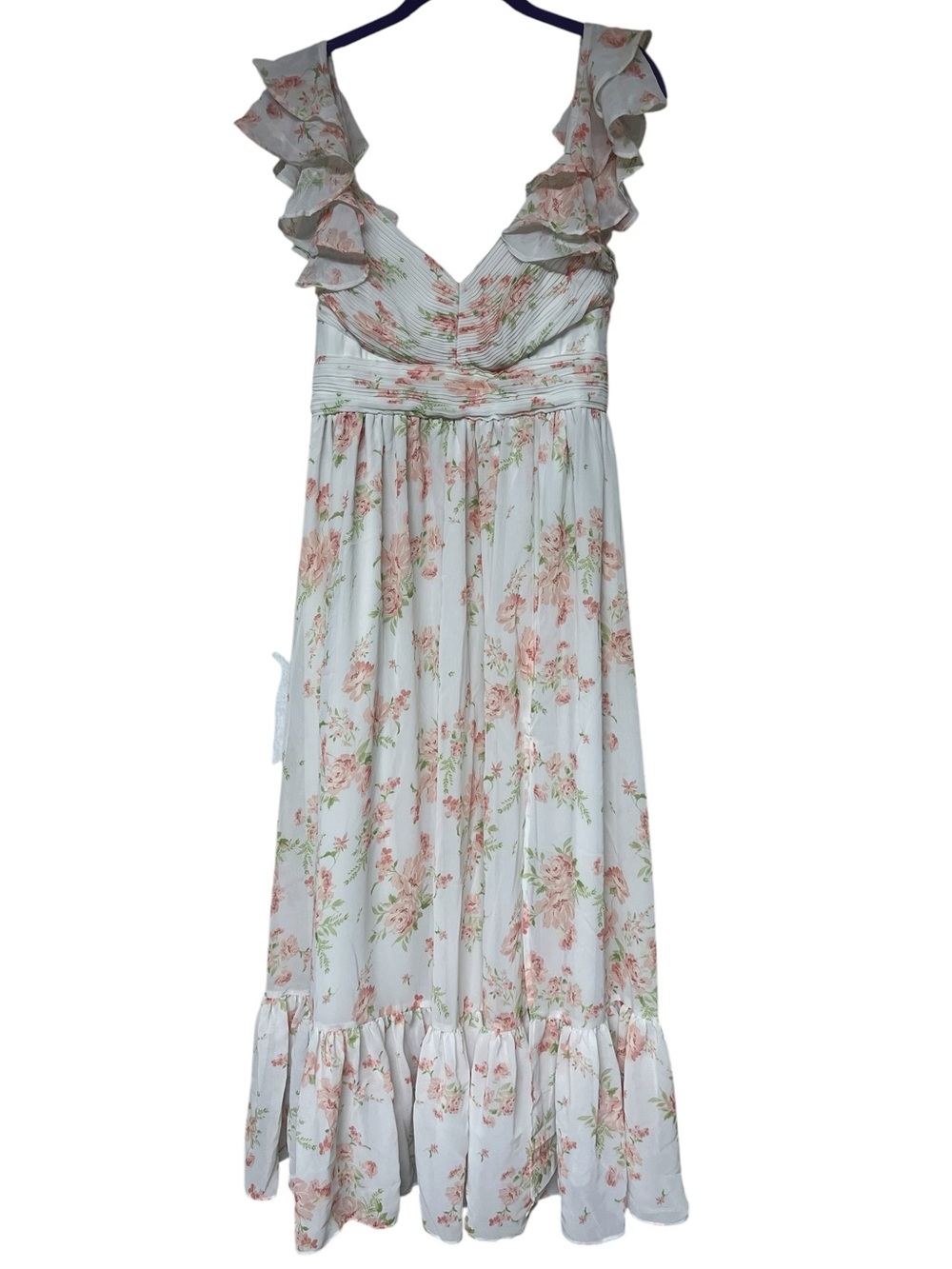 Birdie Grey Michelle chiffon maxi dress in whimsical blooms ruffle floral - Picture 5 of 13